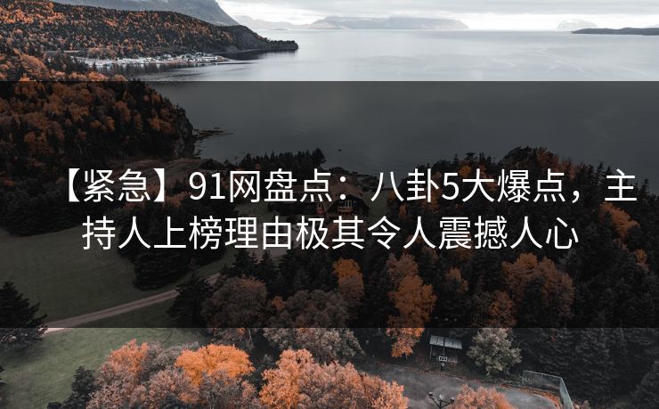 【紧急】91网盘点：八卦5大爆点，主持人上榜理由极其令人震撼人心