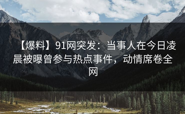 【爆料】91网突发：当事人在今日凌晨被曝曾参与热点事件，动情席卷全网