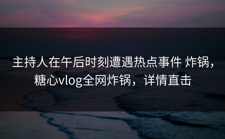 主持人在午后时刻遭遇热点事件 炸锅，糖心vlog全网炸锅，详情直击