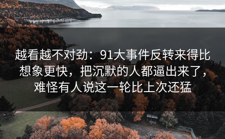越看越不对劲:91大事件反转来得比想象更快,把沉默的人都逼出来了,难怪有人说这一轮比上次还猛